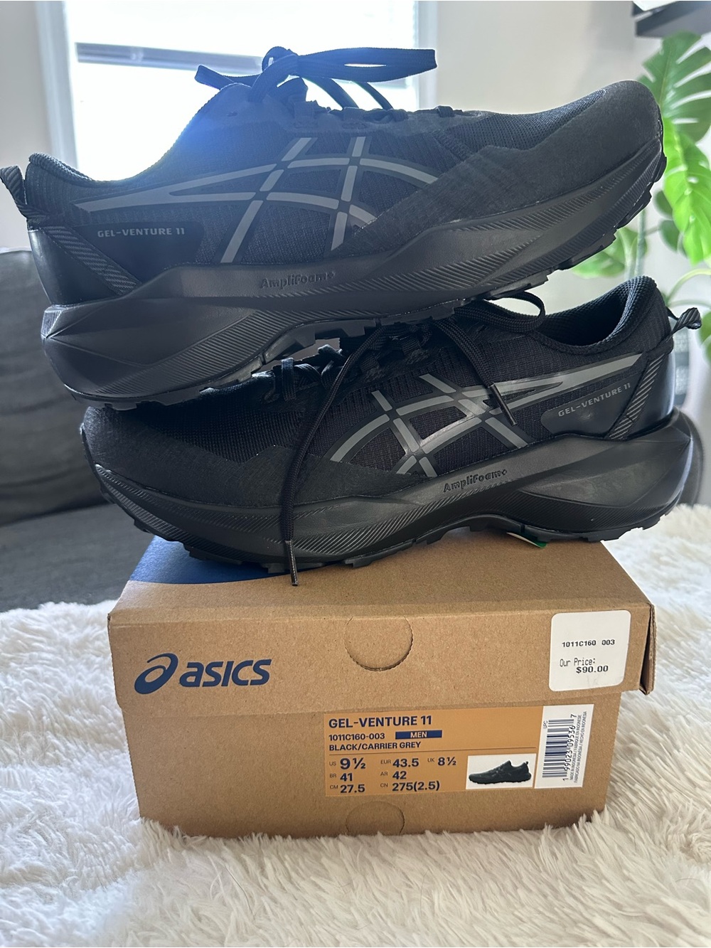 ASICS GEL‑Venture 11 Men’s Black Trail Running Shoes NWOT w/ Original Packaging